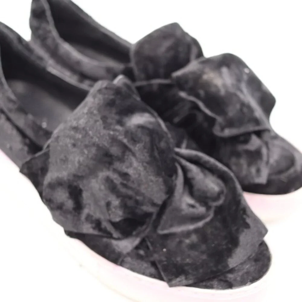 Jslides Velvet Black Bow Velour Platform Slides 9 Annabell